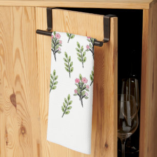 Paño De Cocina Ramos rosados blancos