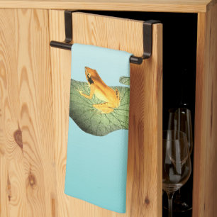 Paño De Cocina Rana amarilla en Lotus Leaf