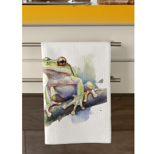 Paño De Cocina Rana de árbol de acuarela, personalizado