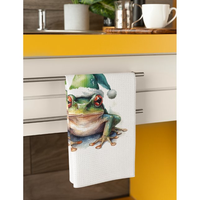 Paño De Cocina Rana de Navidades rojos, personalizado (Subido por el creador)