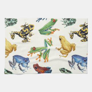 Paño De Cocina Ranas sobre blanco natural
