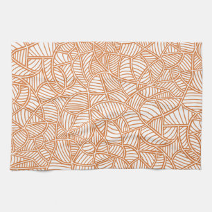 Paño De Cocina Random Leaf Mosaic Dark Naranja