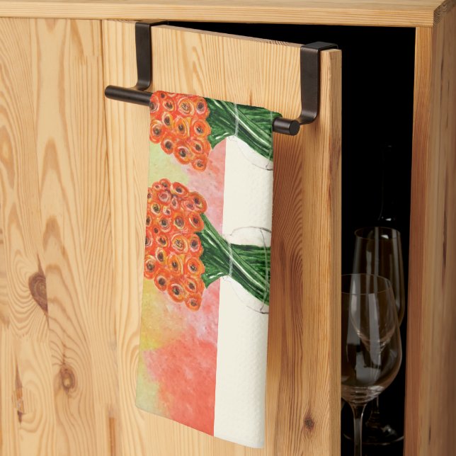 Paño De Cocina Ranunculum italiano de verano indio (Pliegue de tercios)