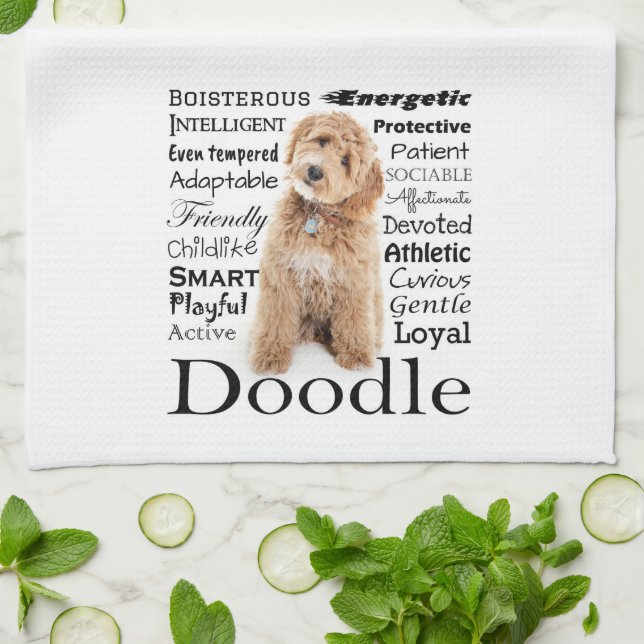 Paño De Cocina Rasgos de perros Doodle (Doblado)