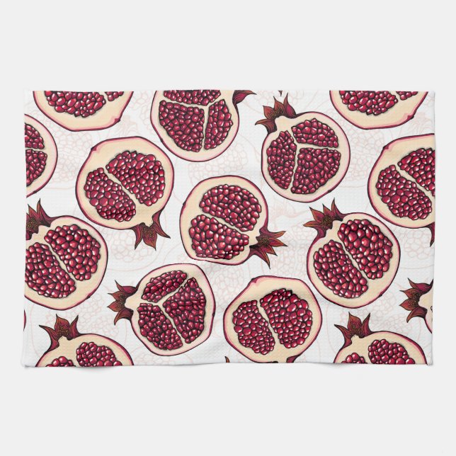 Paño De Cocina Rasgos granados en blanco (Horizontal)