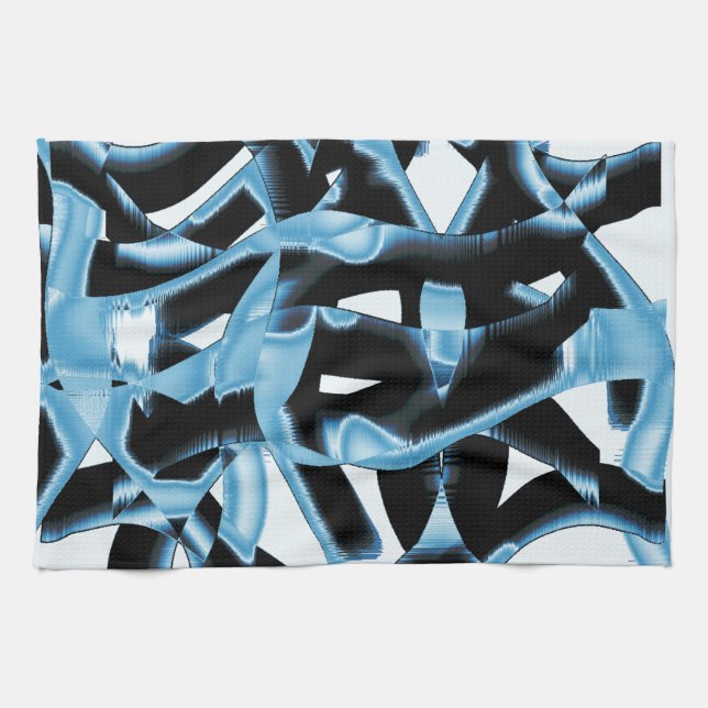 Paño De Cocina Rasgos o cintas azules y negros destruidos (Horizontal)
