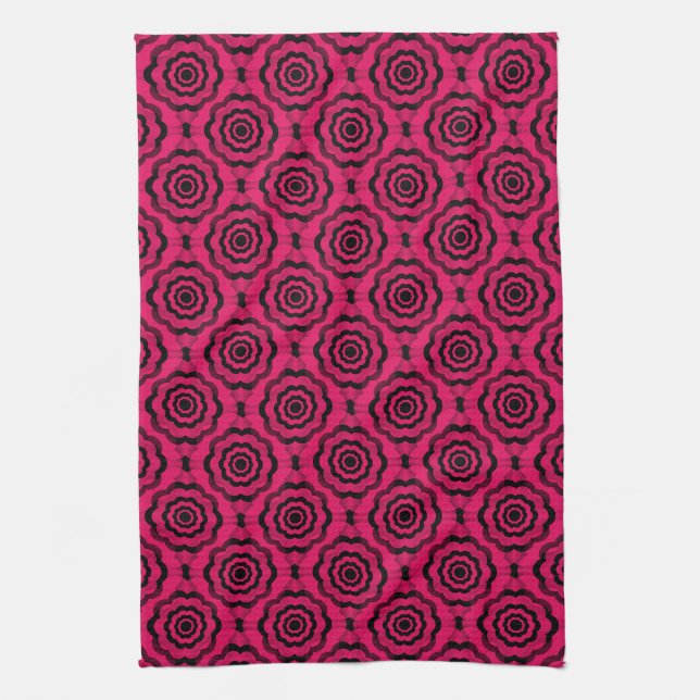 Paño De Cocina Raspberry Black Flower Seless Pattern (Vertical)