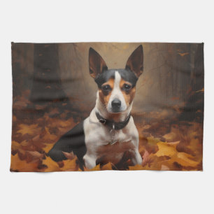 Paño De Cocina Rat Terrier en otoño hojas caídas inspiran