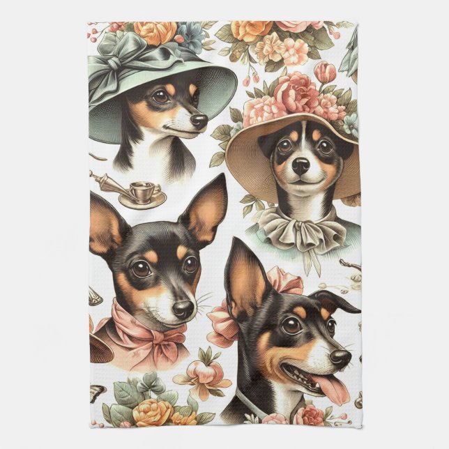 Paño De Cocina Rat Terrier Viejo Sin Marea (Vertical)
