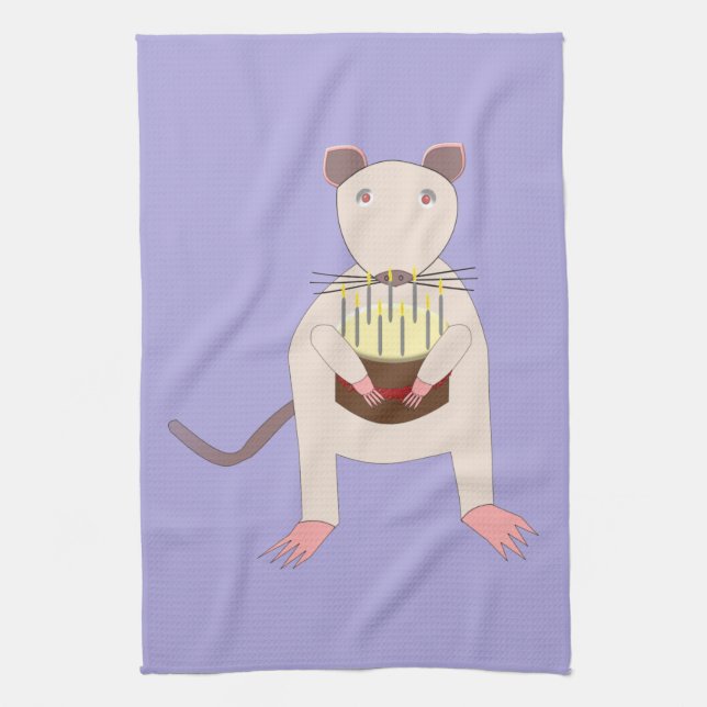 Paño De Cocina Rata siamesa con pastel de cumpleaños (Vertical)