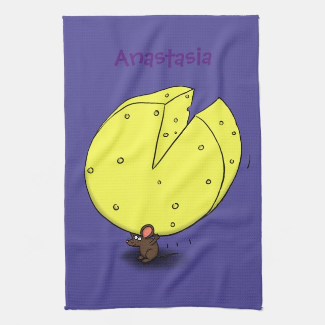 Paño De Cocina Ratón blanco con ilustracion personalizado de ques (Vertical)