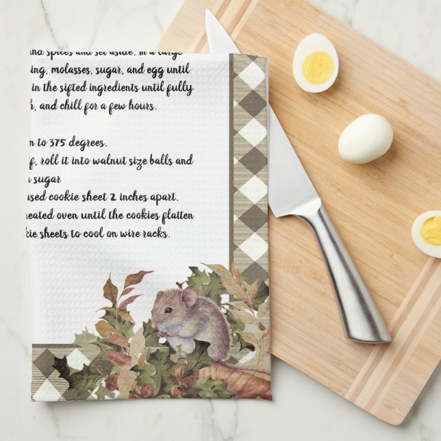 Paño De Cocina Ratón de Navidad Receta Sagrada Recuerdo Tan Cuadr (Doblado Cuarto)