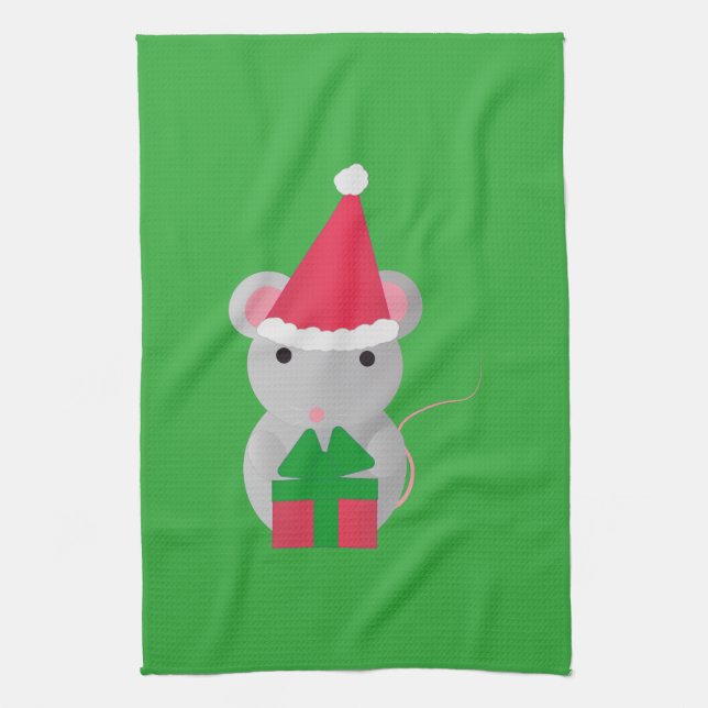 Paño De Cocina Ratón de Navidades de corte (Vertical)