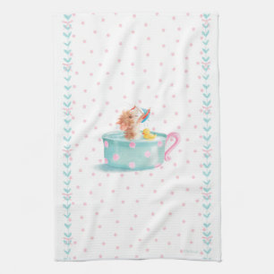 Paño De Cocina Ratón desafiado tomando un baño de té