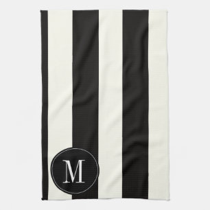 Paño De Cocina Raya blanco y negro intrépida del monograma