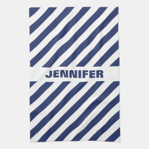 Paño De Cocina Rayado Azul Y Blanco