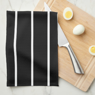 Paño De Cocina Rayado-Plato-Toalla-Negro-Blanco-Tradicional