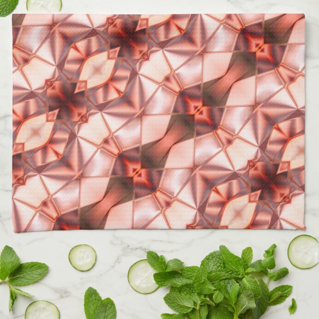 Paño De Cocina Rayas abstractas de rapto sedoso en vino rosado (Doblado)