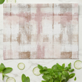 Paño De Cocina Rayas abstractas marrones crema rosadas