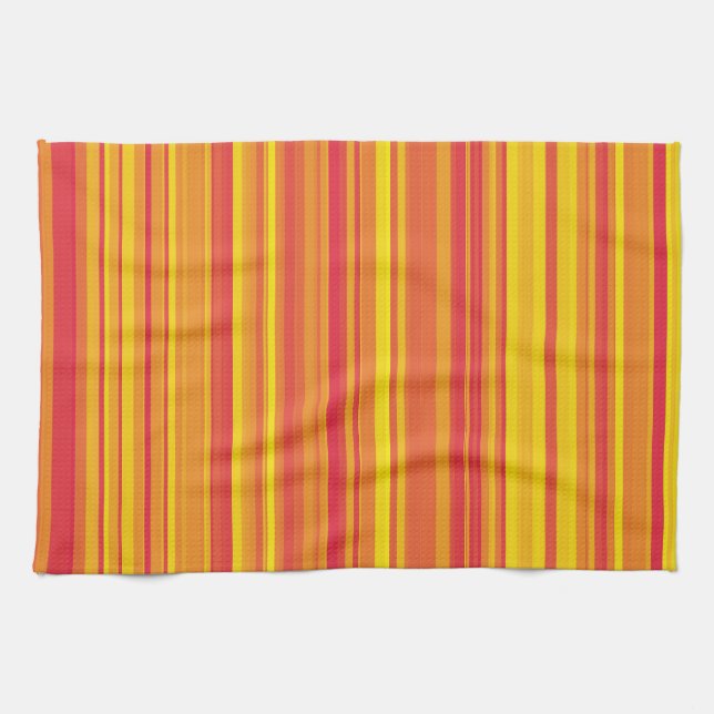 Paño De Cocina Rayas amarillas rojas naranja (Horizontal)