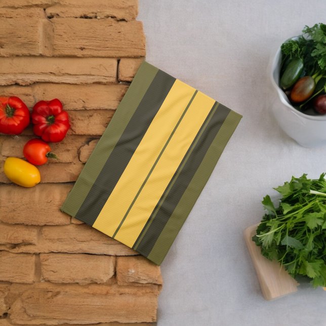 Paño De Cocina Rayas amarillas y verdes vintage (Kitchen Towel)