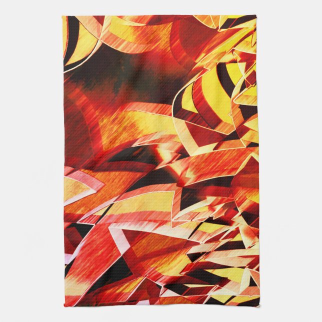 Paño De Cocina Rayas amarillentas con rojo oscuro, fuertes rayas (Vertical)