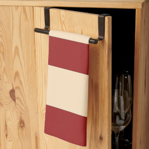 Paño De Cocina Rayas anchas de rojo oscuro y crema