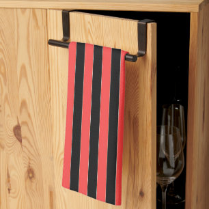 Paño De Cocina Rayas Anchas Rojas Negras