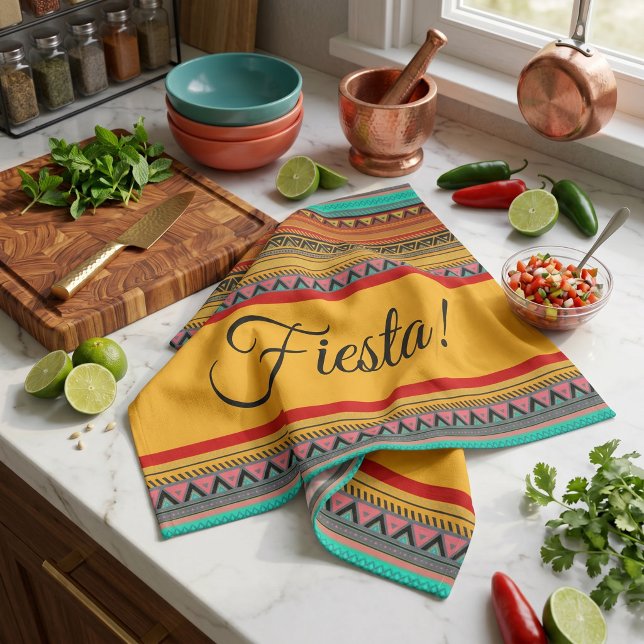 Paño De Cocina rayas aztecas "Fiesta"  (Subido por el creador)