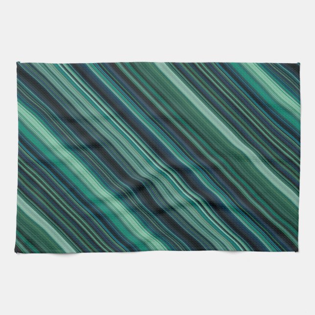 Paño De Cocina Rayas azules acuáticas y verdes (Horizontal)