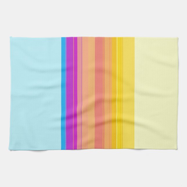 Paño De Cocina Rayas azules moradas amarillas (Horizontal)