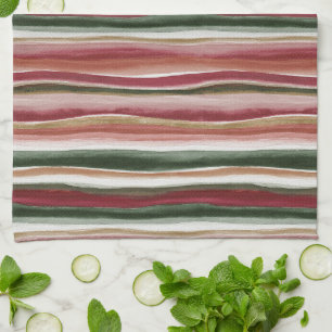 Paño De Cocina Rayas Blancas Rubor Verde Rojo