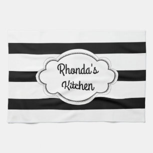 Paño De Cocina Rayas blancas y negras de moda
