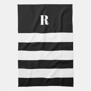 Paño De Cocina Rayas blancas y negras personalizadas