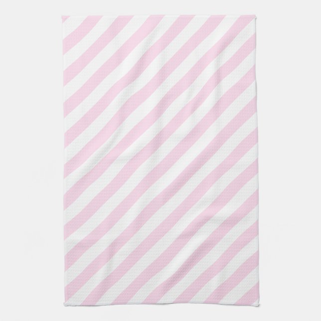 Paño De Cocina Rayas blancas y rosas claras (Vertical)