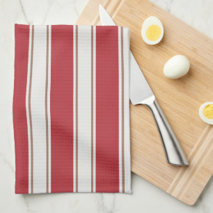 Paño De Cocina Rayas Clásicas de Ratón Rojo, Blanco y Mocha