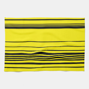 Paño De Cocina Rayas complejas en negro y amarillo