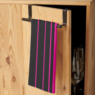 Paño De Cocina Rayas complejas - Magenta y negro