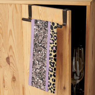 Paño De Cocina Rayas de brillo de leopardo Glam 1