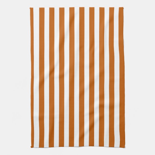 Paño De Cocina Rayas de caramelo blanco y naranja quemado (Vertical)