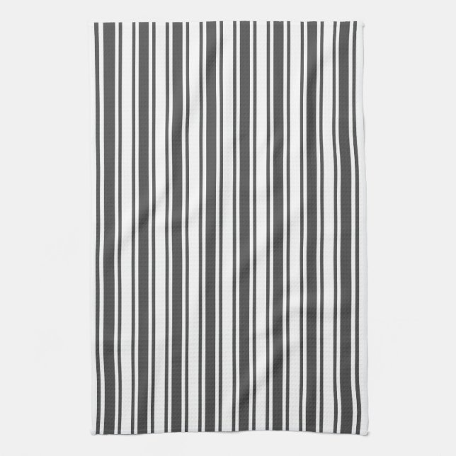 Paño De Cocina Rayas de caramelo gris y blanco (Vertical)