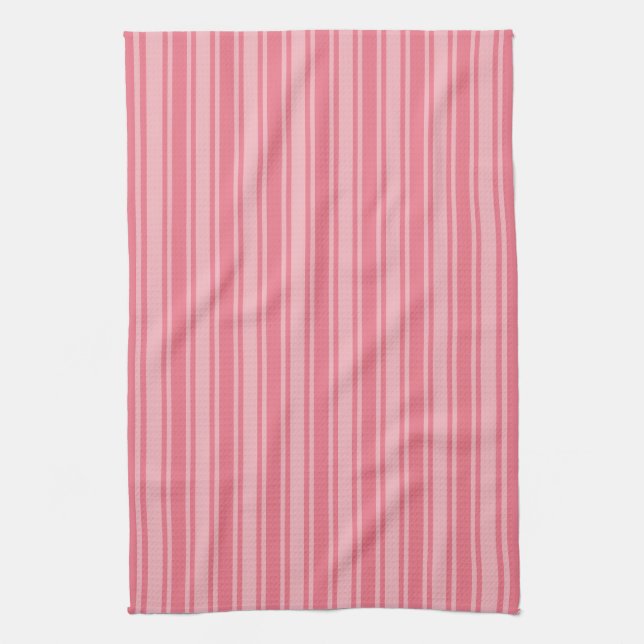 Paño De Cocina Rayas de caramelo rosa coral (Vertical)