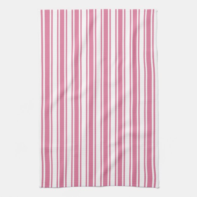 Paño De Cocina Rayas de caramelo rosa y blanco (Vertical)