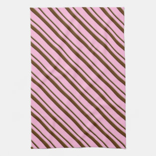 Paño De Cocina Rayas de caramelo, rosa y marrón chocolate