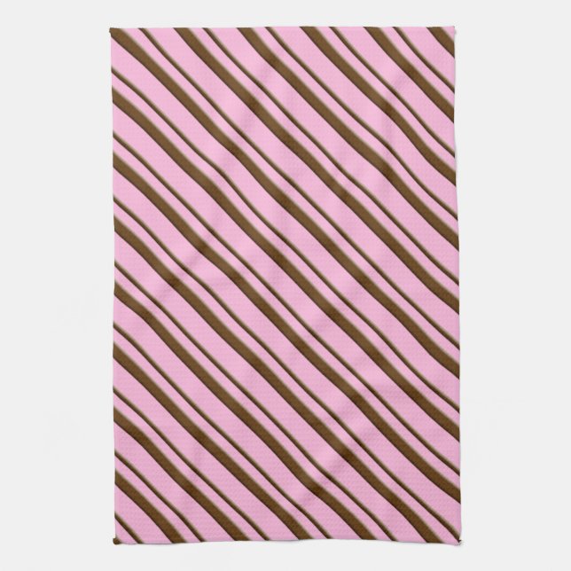 Paño De Cocina Rayas de caramelo, rosa y marrón chocolate (Vertical)