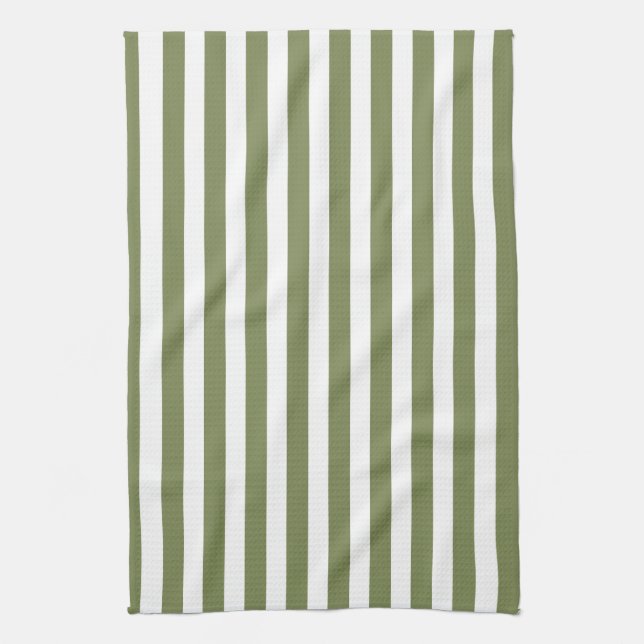 Paño De Cocina Rayas de caramelo verde oliva y blanco (Vertical)