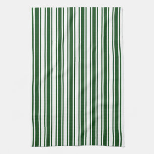 Paño De Cocina Rayas de caramelo verde oscuro y blanco