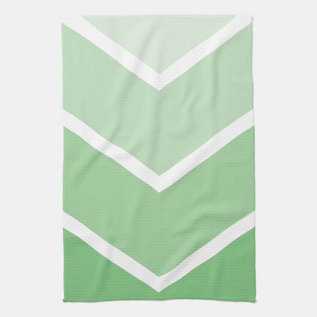 Paño De Cocina Rayas de Chevron de Ombré Verde (Vertical)