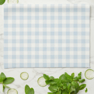 Paño De Cocina Rayas de Cuadros Blancas Azul Claro