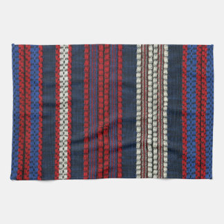 Paño De Cocina Rayas de hippy de color blanco y azul retro a raya